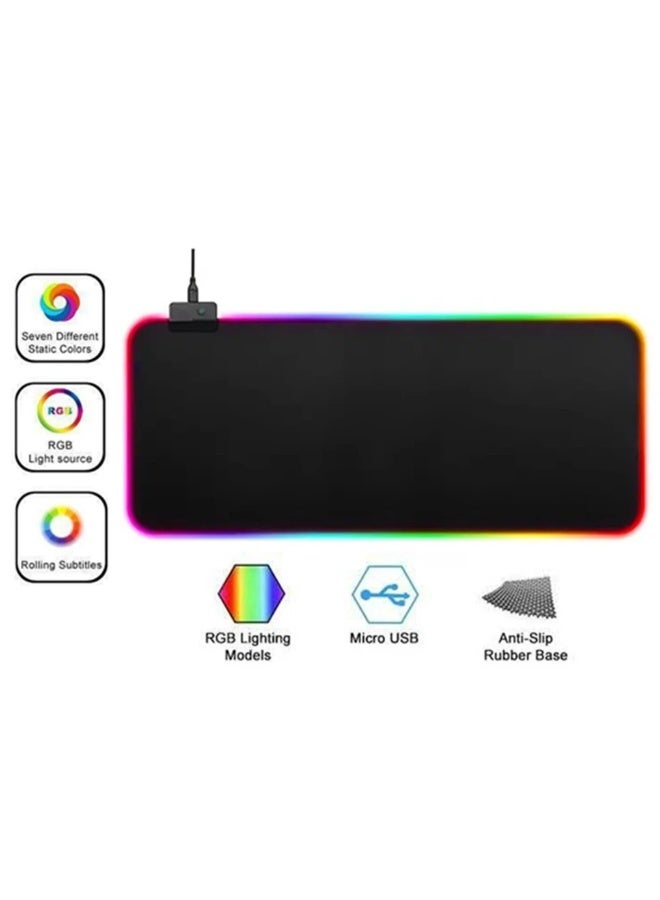 T-WOLF RGB LED Lighting Gaming USB Mouse Pad Waterproof Large Size RGB Mouse Pad (LED RGB 30X80CM 4MM)